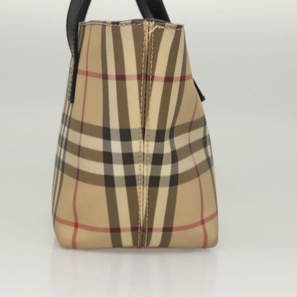 BURBERRY Nova Check Hand Bag PVC Beige Silver Auth - Picture 8 of 16